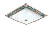 Traditional Green Square LED Flush Mount Ceiling Light