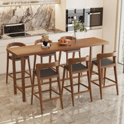 Traditional Rectangular Brown Wood Bar Table with Footrest