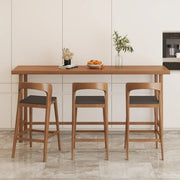 Traditional Rectangular Brown Wood Bar Table with Footrest