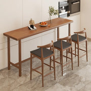 Traditional Rectangular Brown Wood Bar Table with Footrest