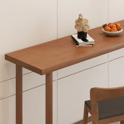 Traditional Rectangular Brown Wood Bar Table with Footrest