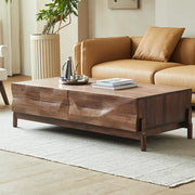 Traditional Solid Walnut Wood Coffee Table with Drawers