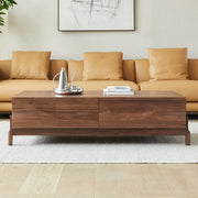 Traditional Solid Walnut Wood Coffee Table with Drawers