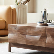 Traditional Solid Walnut Wood Coffee Table with Drawers