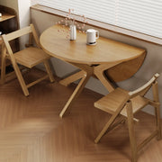 Traditional Wood Round Drop Leaf Foldable Dining Table