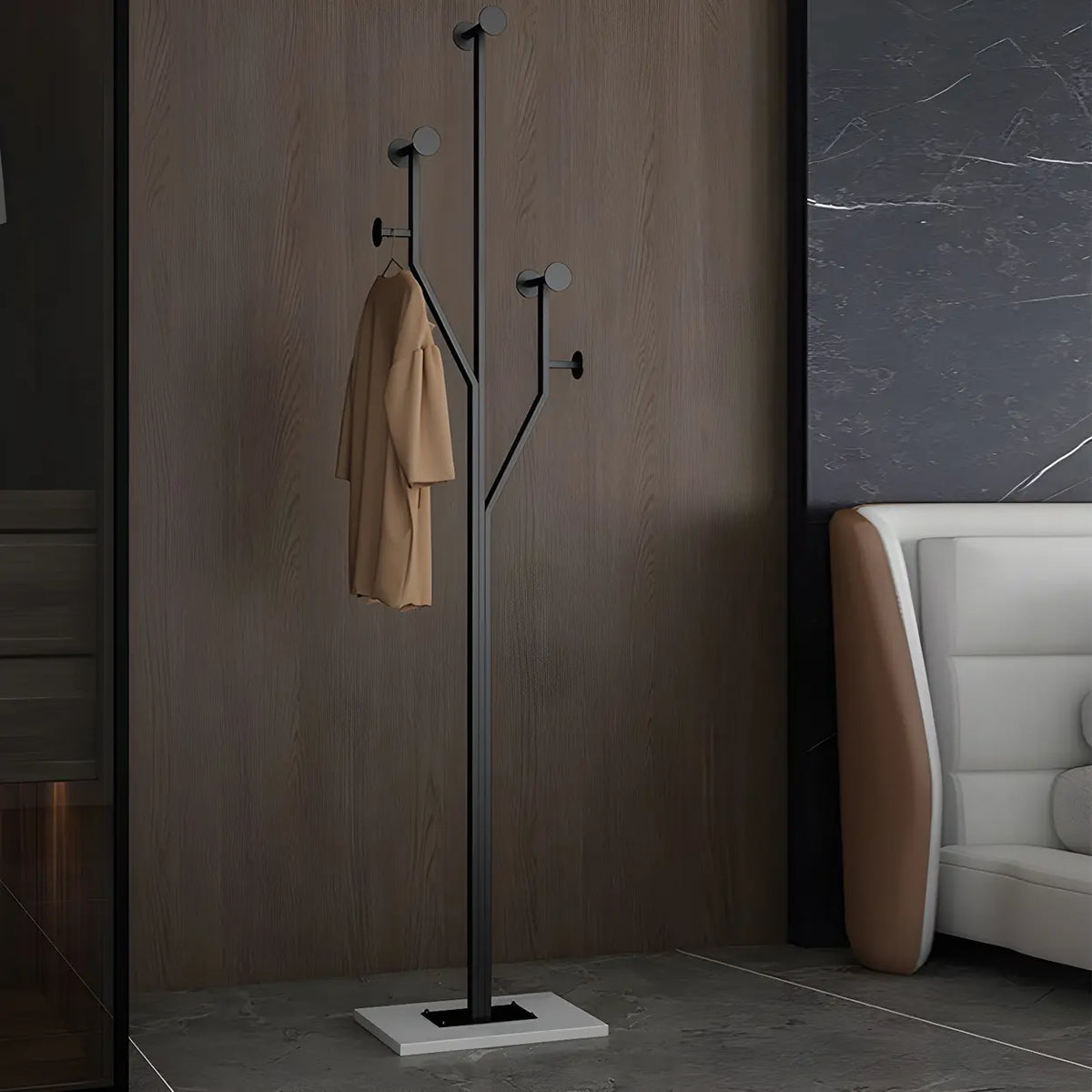 Tree Gold Tall Entryway Freestanding Coat Rack with Hooks