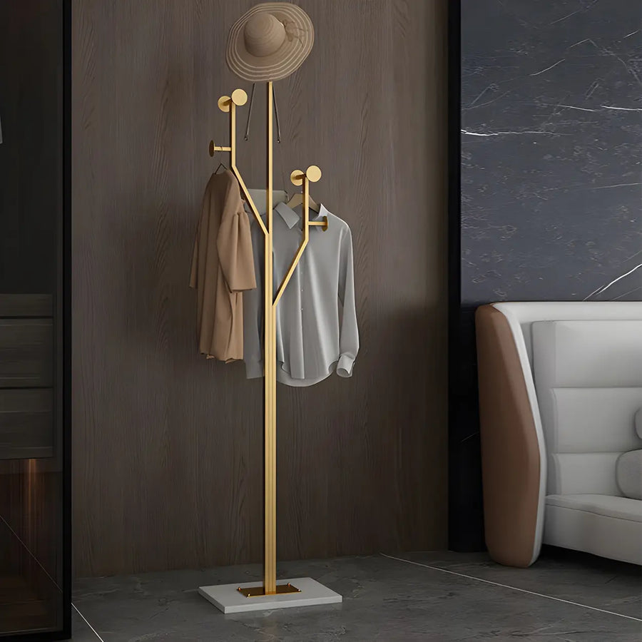 Tree Gold Tall Entryway Freestanding Coat Rack with Hooks