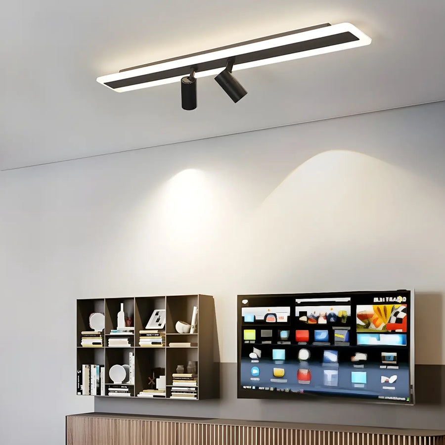Trendy Large Black Track LED Flush Mount Light 4-Light