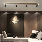 Trendy Large Black Track LED Flush Mount Light 4-Light