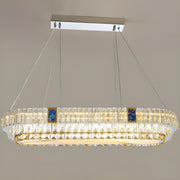 Trendy Oval Tiered Blue Accents Island Pendant Light
