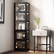 Trendy Vertical Narrow Display Bookcase Black