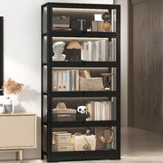 Trendy Vertical Narrow Display Bookcase Black