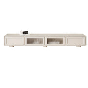 Trendy White Wood Drawers Cabinet Rectangle TV Stand
