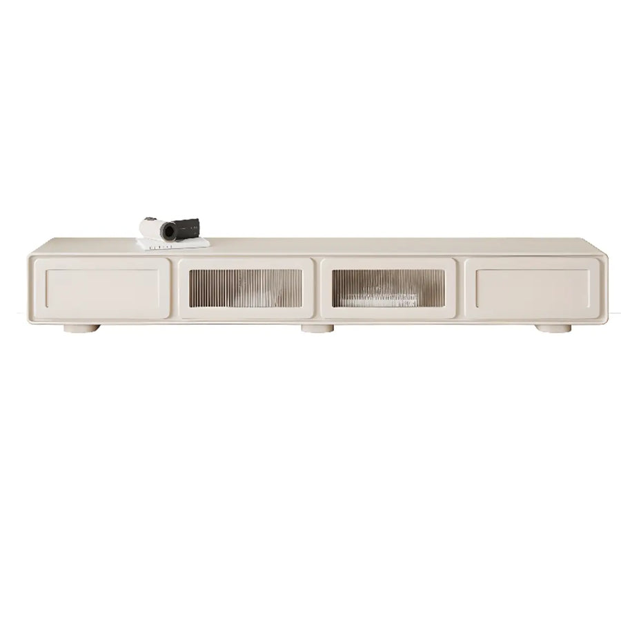 Trendy White Wood Drawers Cabinet Rectangle TV Stand
