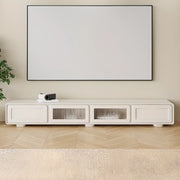 Trendy White Wood Drawers Cabinet Rectangle TV Stand