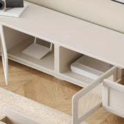Trendy White Wood Drawers Cabinet Rectangle TV Stand