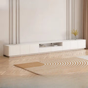 Trendy White Wood Open Storage Drawers Cabinet TV Stand