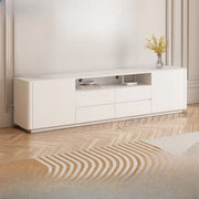 Trendy White Wood Open Storage Drawers Cabinet TV Stand