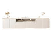 Trendy White Wood Open Storage Drawers Cabinet TV Stand