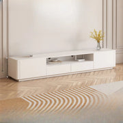 Trendy White Wood Open Storage Drawers Cabinet TV Stand