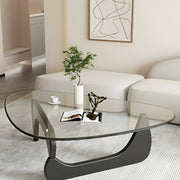 Triangle Glass Wooden Abstract Base Coffee Table