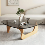 Triangle Glass Wooden Abstract Base Coffee Table