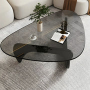 Triangle Glass Wooden Abstract Base Coffee Table