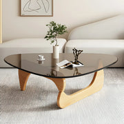 Triangle Glass Wooden Abstract Base Coffee Table