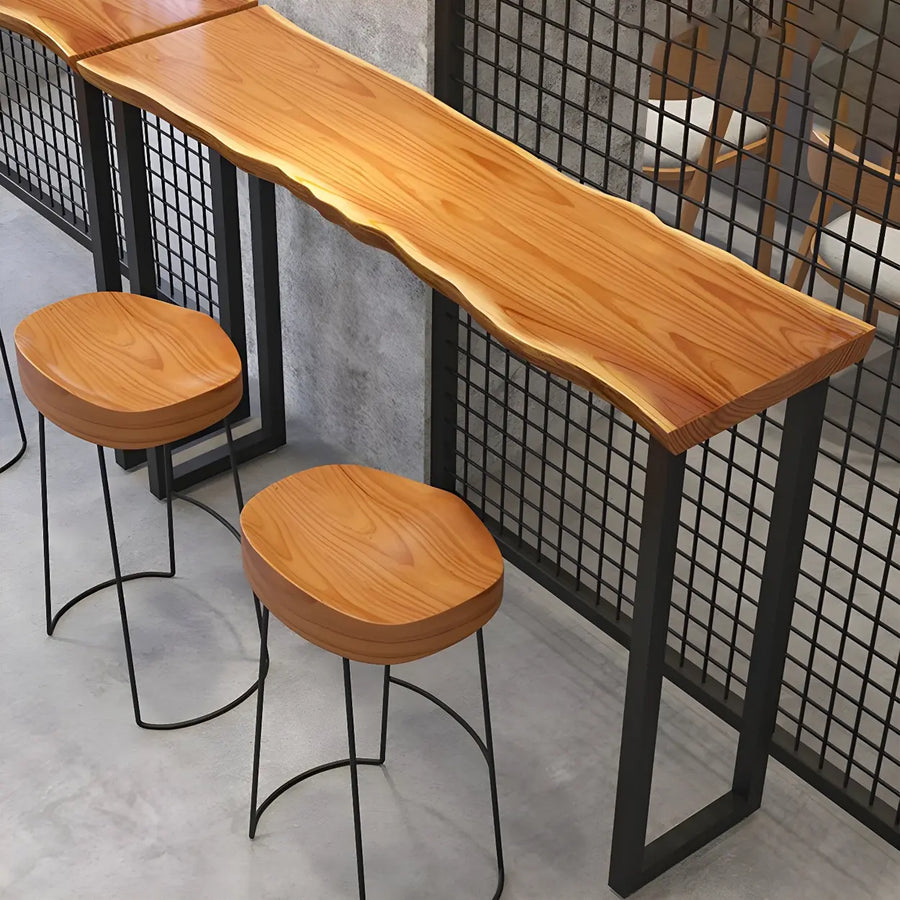 Unique Brown Rectangular Wood Indoor Dining Bar Table