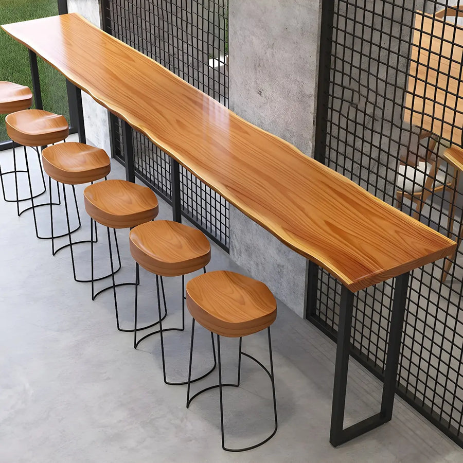 Unique Brown Rectangular Wood Indoor Dining Bar Table