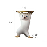 Unique Cat Figurine Resin White Decorative Side Table