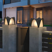 Unique Elegant Curved Metal Outdoor Solar Black Pillar Light