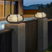 Unique Metal Hollow Lantern Outdoor Solar Pillar Light