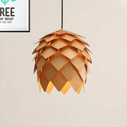 Unique Pinecone-Shaped Wood Color Pendant Light