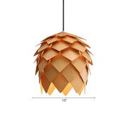 Unique Pinecone-Shaped Wood Color Pendant Light