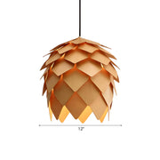 Unique Pinecone-Shaped Wood Color Pendant Light