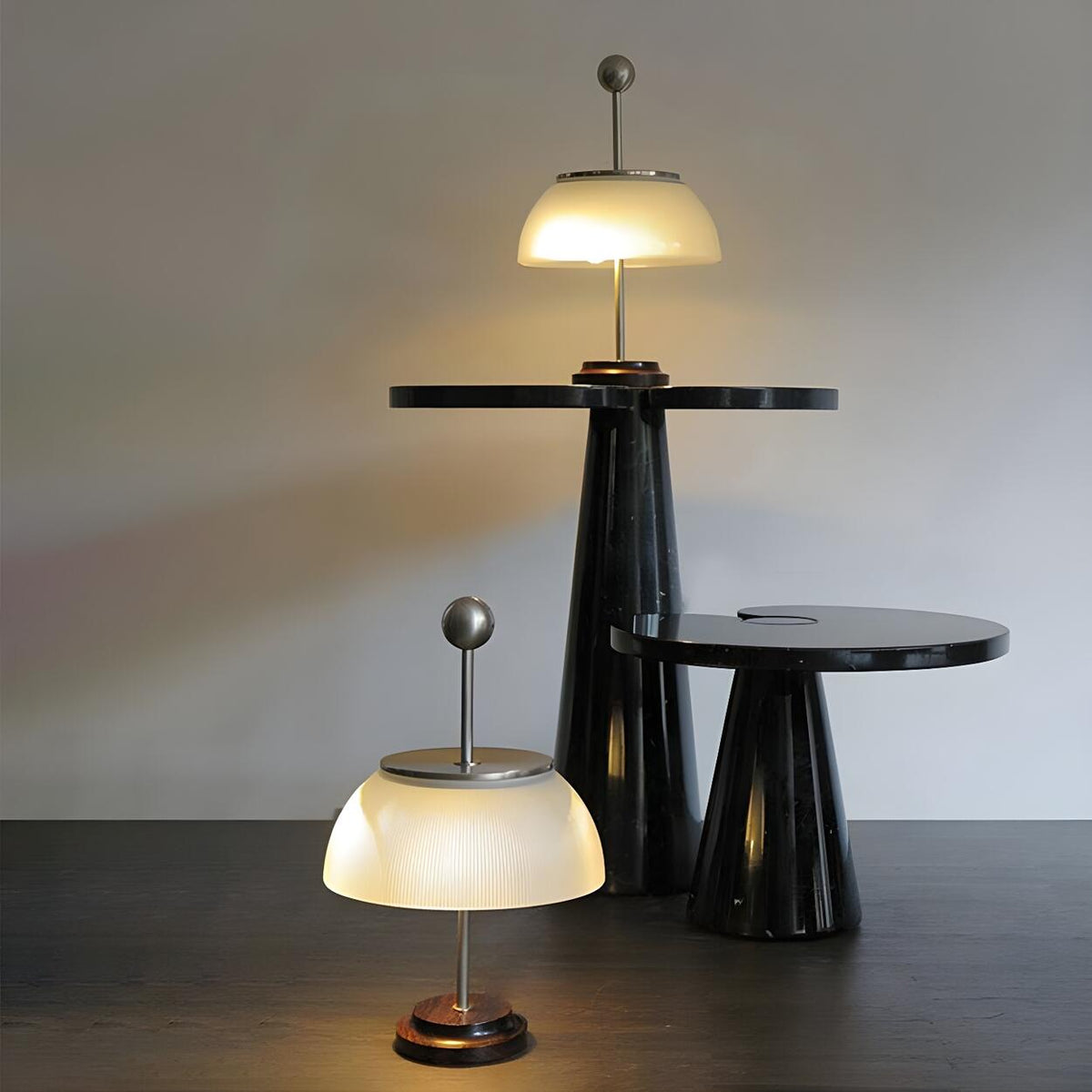 Unique White Glass Dome Shade Metal Accents Table Lamp