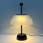 Unique White Glass Dome Shade Metal Accents Table Lamp