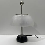 Unique White Glass Dome Shade Metal Accents Table Lamp