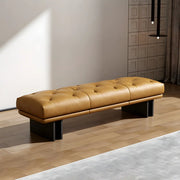 Upholstered Leather Bench with Modern Base Design