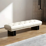 Upholstered Leather Bench with Modern Base Design