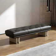 Upholstered Leather Bench with Modern Base Design