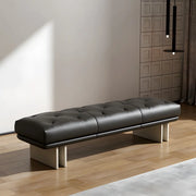 Upholstered Leather Bench with Modern Base Design