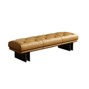 Upholstered Leather Bench with Modern Base Design