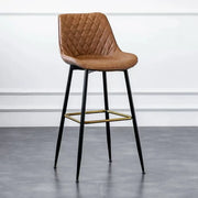Upholstered Modern Back Bar Stool with Metal Legs Footrest