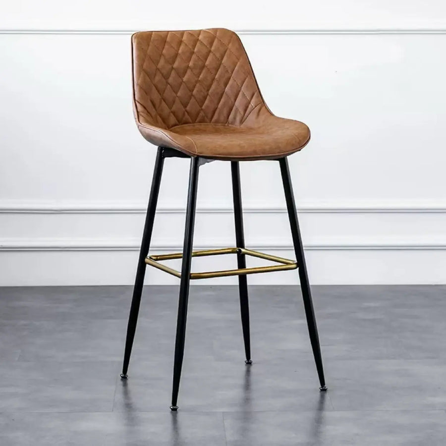 Upholstered Modern Back Bar Stool with Metal Legs Footrest