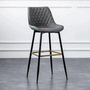 Upholstered Modern Back Bar Stool with Metal Legs Footrest
