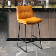 Upholstered Modern Leather Saddle Bar Stool with Metal Base