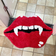 Red Vampire Lips Tufted Accent Rug