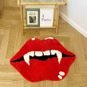 Red Vampire Lips Tufted Accent Rug